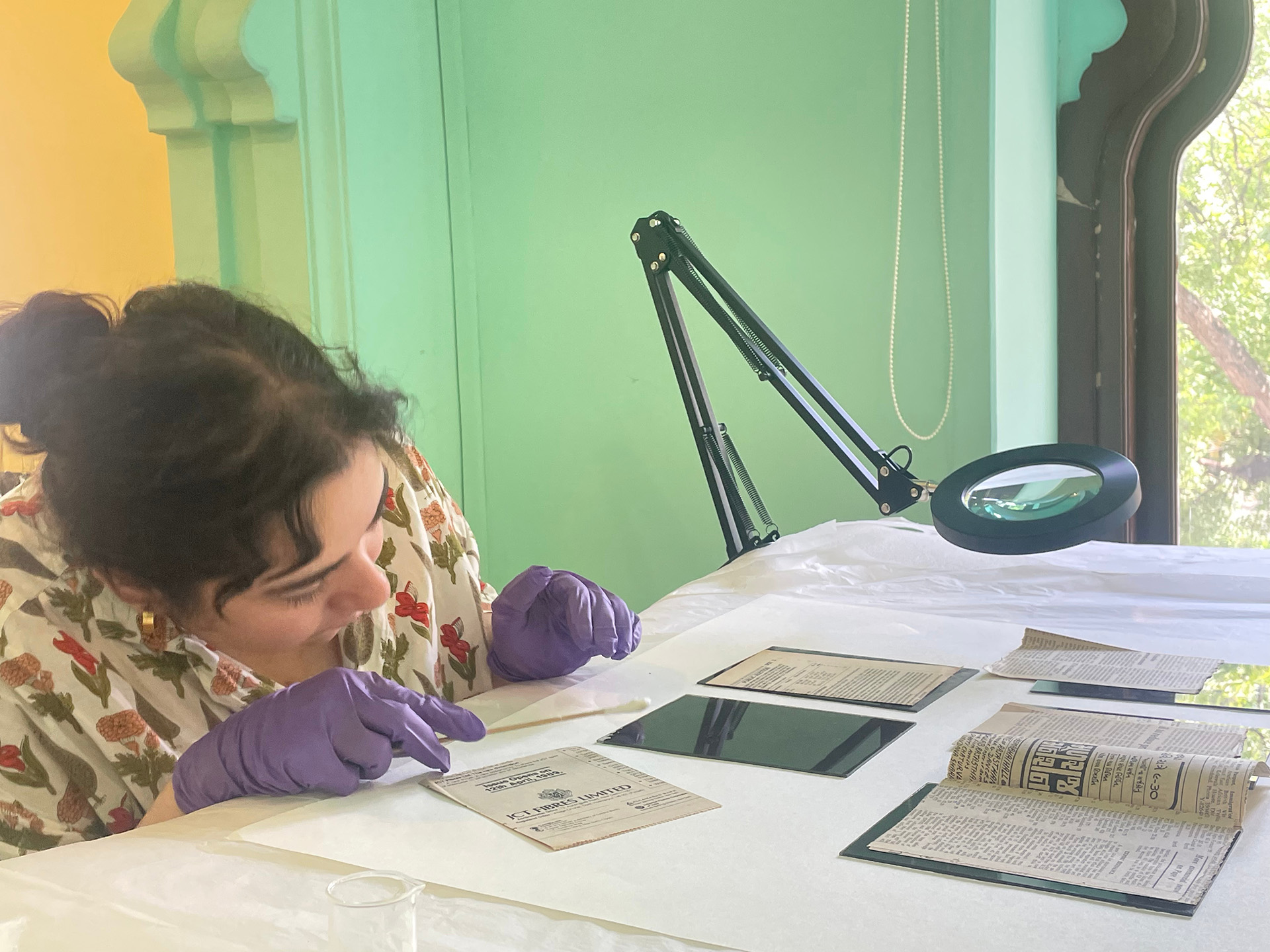 Ms. Sejal Tandon, our conservation intern working of museum artefact